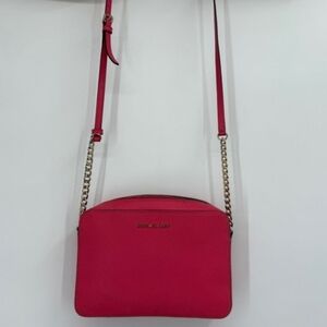 Michael Kors Jet‎ Set East West Saffiano Leather Crossbody Bag Hot Pink